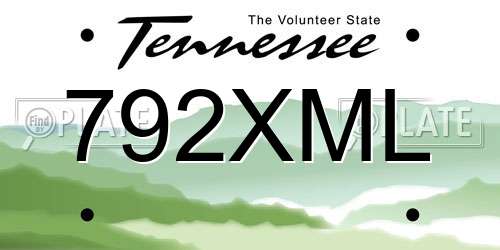 792XML Tennessee License Plate