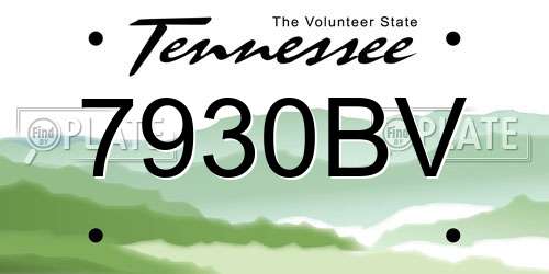 7930BV Tennessee License Plate