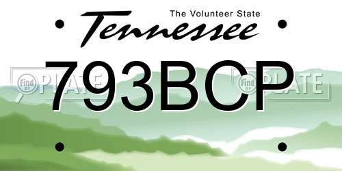793BCP Tennessee License Plate