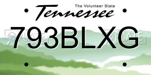 793BLXG Tennessee License Plate