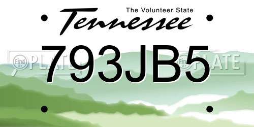793JB5 Tennessee License Plate