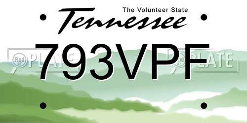 793VPF Tennessee License Plate