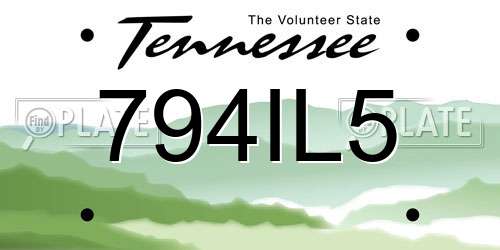 794IL5 Tennessee License Plate