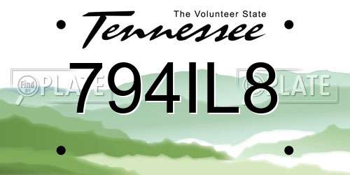794IL8 Tennessee License Plate