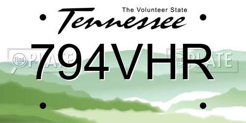 794VHR Tennessee License Plate