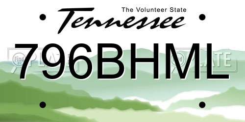 796BHML Tennessee License Plate