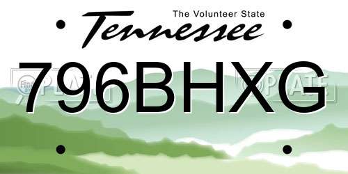 796BHXG Tennessee License Plate