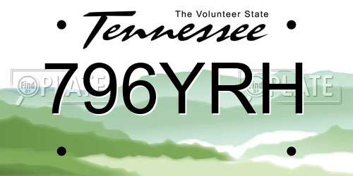 796YRH Tennessee License Plate
