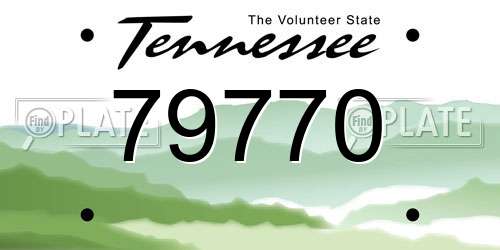 79770 Tennessee License Plate
