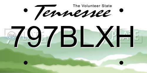 797BLXH Tennessee License Plate