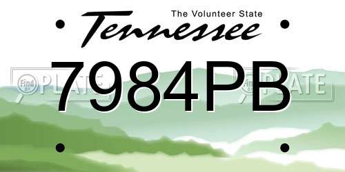 7984PB Tennessee License Plate