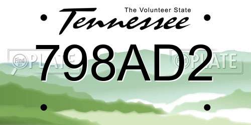 798AD2 Tennessee License Plate