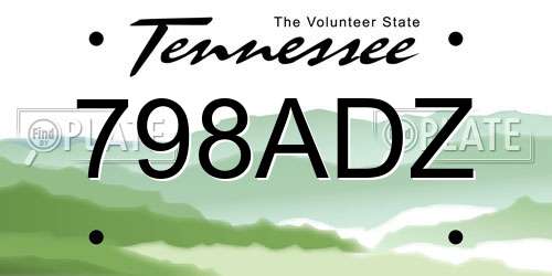 798ADZ Tennessee License Plate