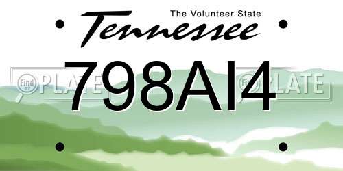 798AI4 Tennessee License Plate