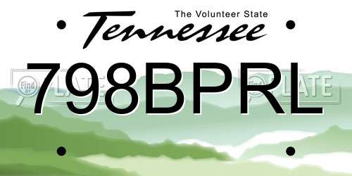 798BPRL Tennessee License Plate