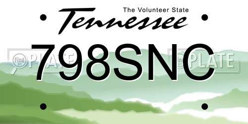 798SNC Tennessee License Plate