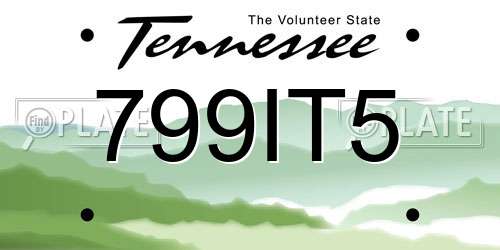 799IT5 Tennessee License Plate