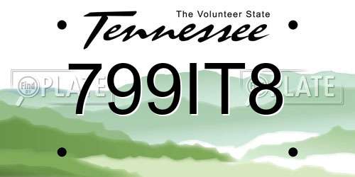 799IT8 Tennessee License Plate
