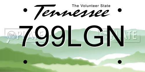 799LGN Tennessee License Plate