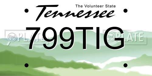 799TIG Tennessee License Plate