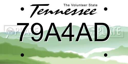 79A4AD Tennessee License Plate
