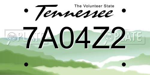 7A04Z2 Tennessee License Plate