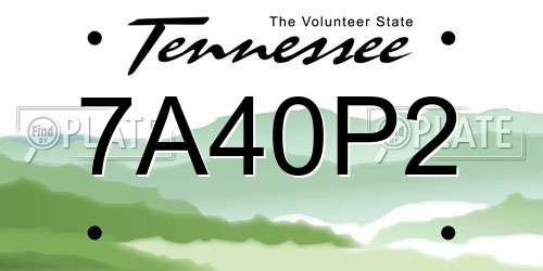 7A40P2 Tennessee License Plate