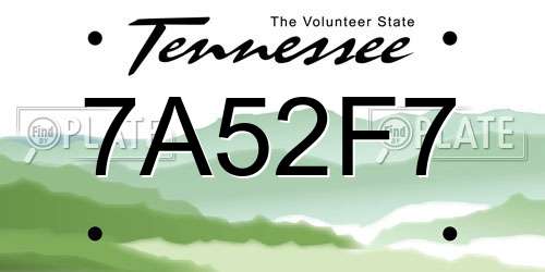 7A52F7 Tennessee License Plate