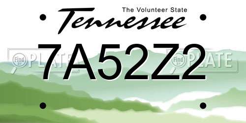 7A52Z2 Tennessee License Plate