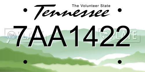 7AA1422 Tennessee License Plate
