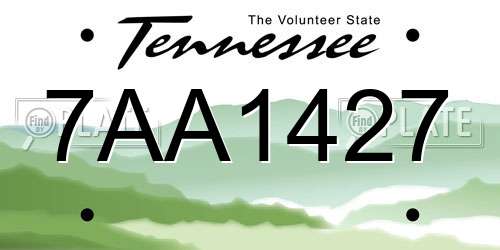 7AA1427 Tennessee License Plate