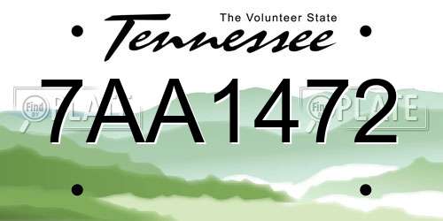 7AA1472 Tennessee License Plate