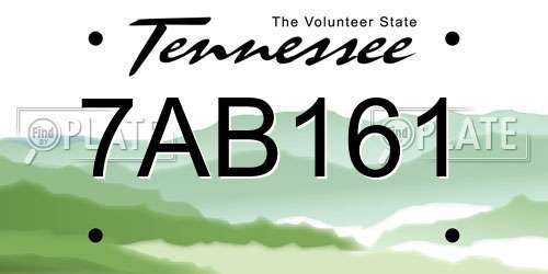 7AB161 Tennessee License Plate
