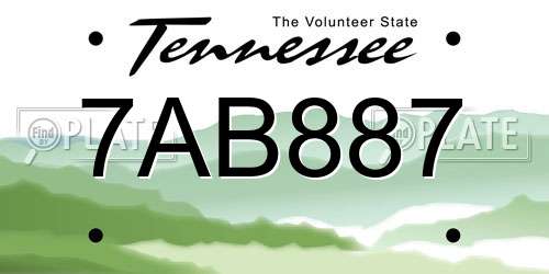 7AB887 Tennessee License Plate