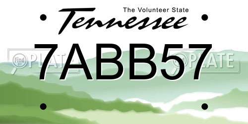 7ABB57 Tennessee License Plate