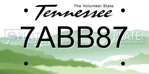 7ABB87 Tennessee License Plate