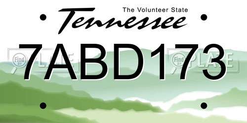 7ABD173 Tennessee License Plate
