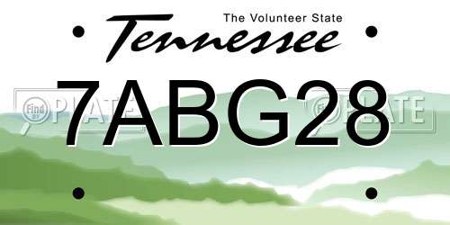 7ABG28 Tennessee License Plate