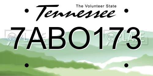7ABO173 Tennessee License Plate