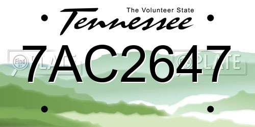 7AC2647 Tennessee License Plate