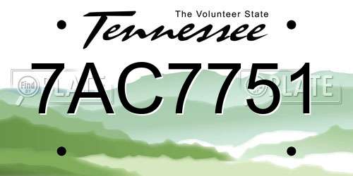 7AC7751 Tennessee License Plate