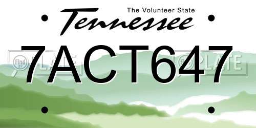 7ACT647 Tennessee License Plate