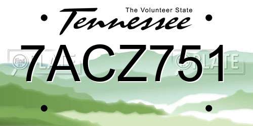7ACZ751 Tennessee License Plate