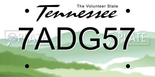 7ADG57 Tennessee License Plate