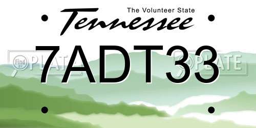 7ADT33 Tennessee License Plate