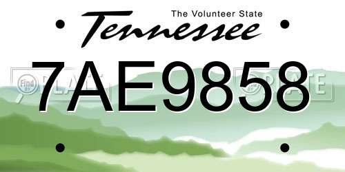 7AE9858 Tennessee License Plate