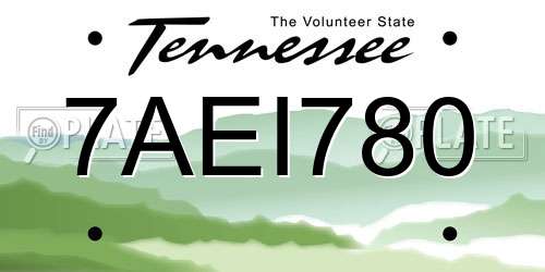 7AEI780 Tennessee License Plate