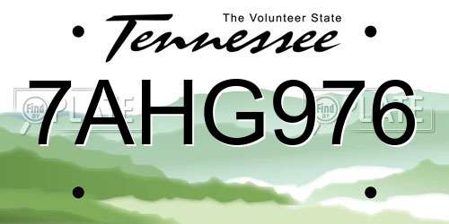 7AHG976 Tennessee License Plate