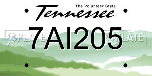 7AI205 Tennessee License Plate