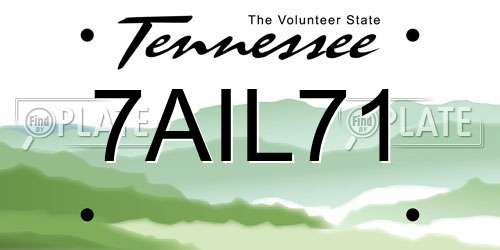 7AIL71 Tennessee License Plate